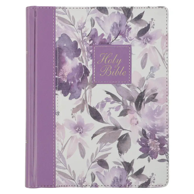 Purple Floral Faux Leather Hardcover Note-Taking Bible Main image