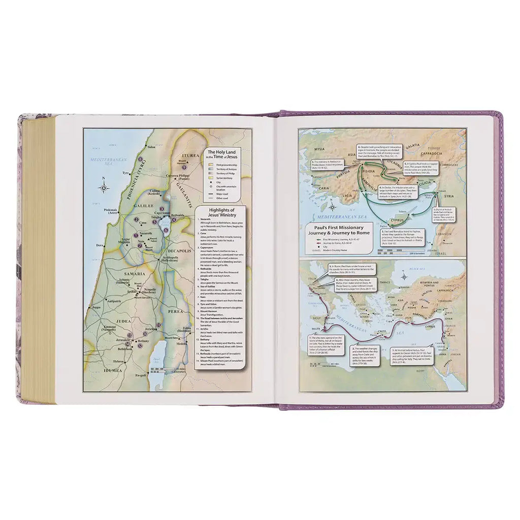 Purple Floral Faux Leather Hardcover Note-Taking Bible