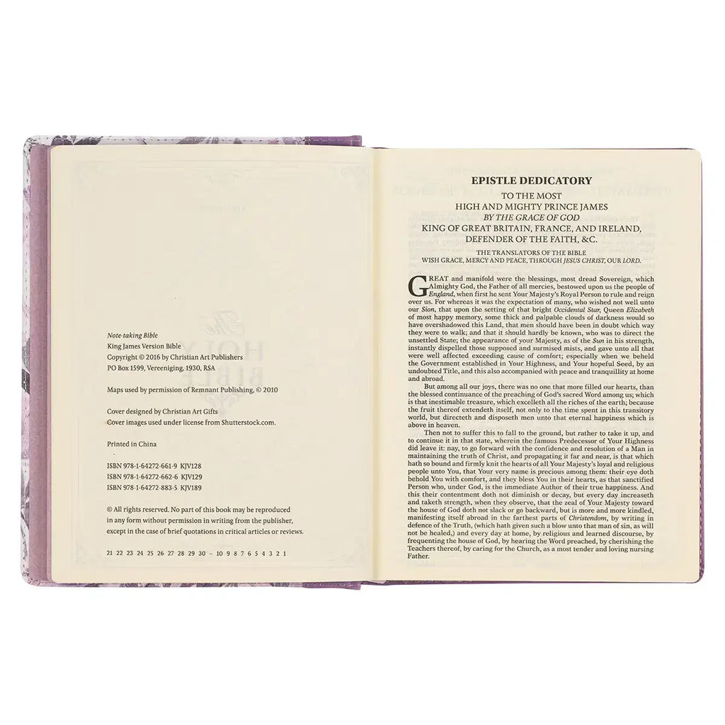 Purple Floral Faux Leather Hardcover Note-Taking Bible