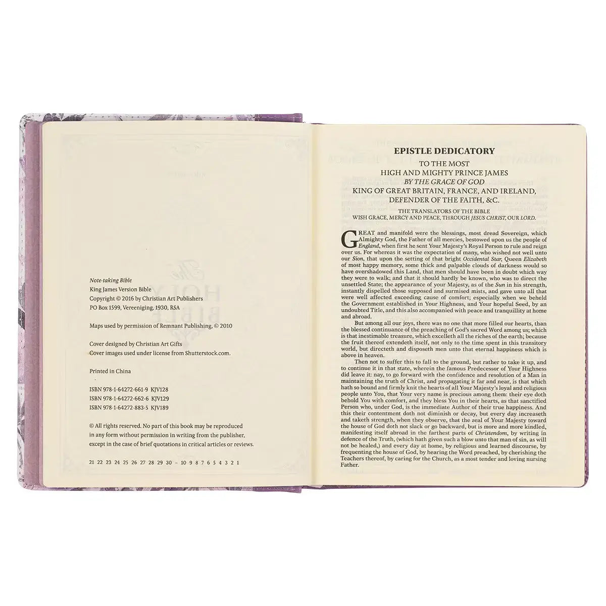 Purple Floral Faux Leather Hardcover Note-Taking Bible