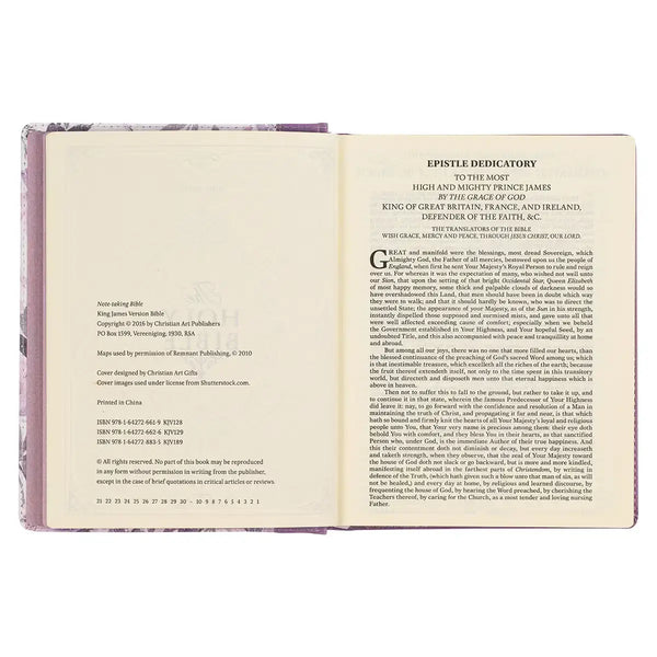 Purple Floral Faux Leather Hardcover Note-Taking Bible