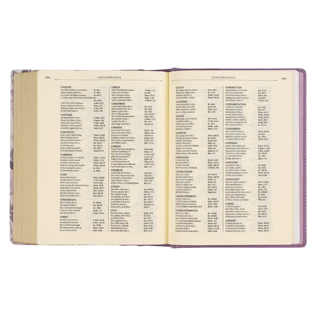 Purple Floral Faux Leather Hardcover Note-Taking Bible