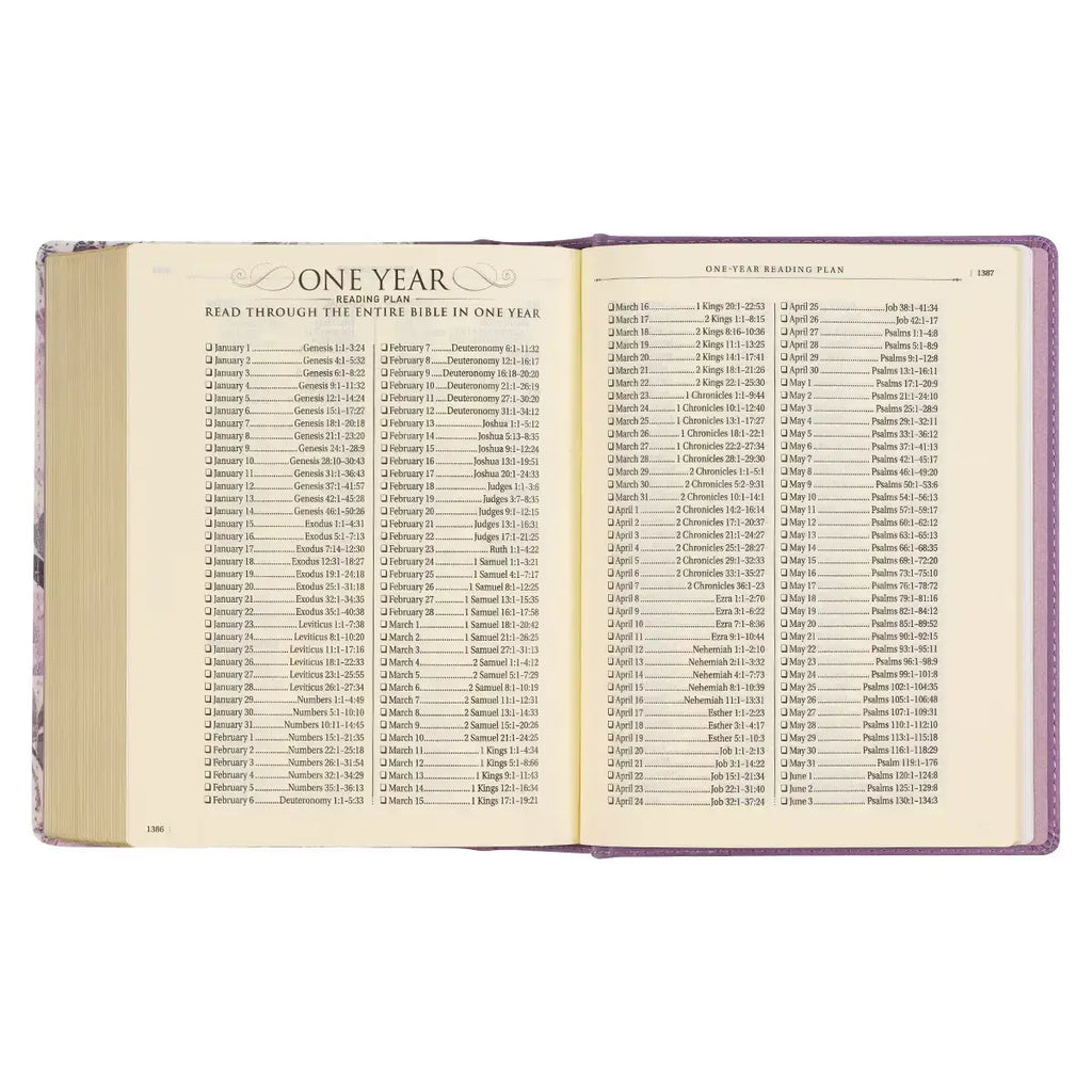 Purple Floral Faux Leather Hardcover Note-Taking Bible