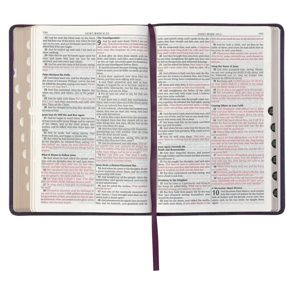 Purple Floral Faux Leather Large Print Thinline King James Version Bible with Thumb Index