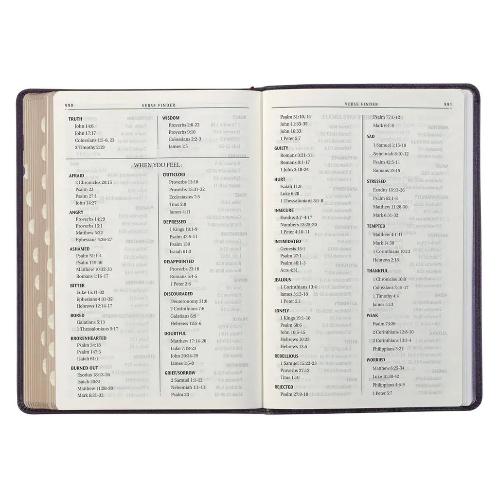 Purple Floral Faux Leather Large Print Thinline King James Version Bible with Thumb Index