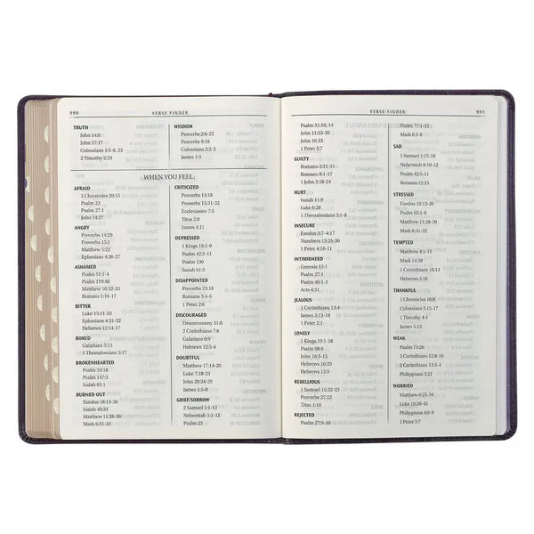 Purple Floral Faux Leather Large Print Thinline King James Version Bible with Thumb Index