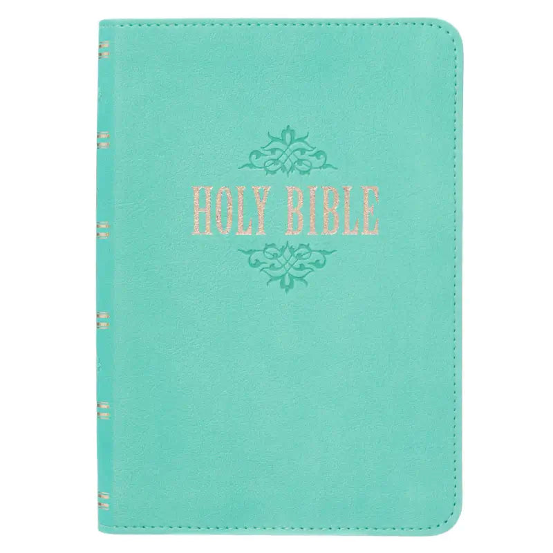 Robin's-Egg Blue Faux Leather Large Print Compact King James Version Bible