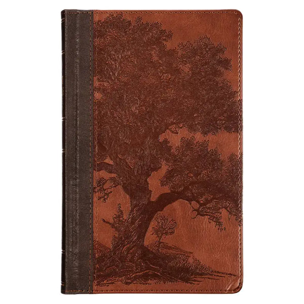 Rooted Brown Faux Leather Hardcover Standard-size Giant Print King James Version Bible with Thumb Index