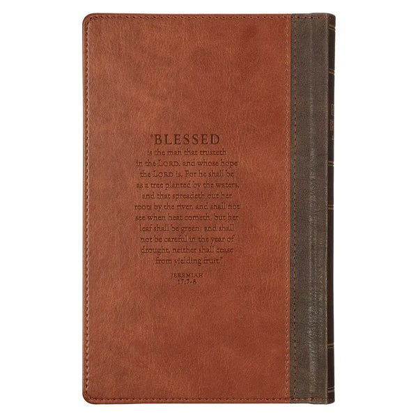 Rooted Brown Faux Leather Hardcover Standard-size Giant Print King James Version Bible with Thumb Index