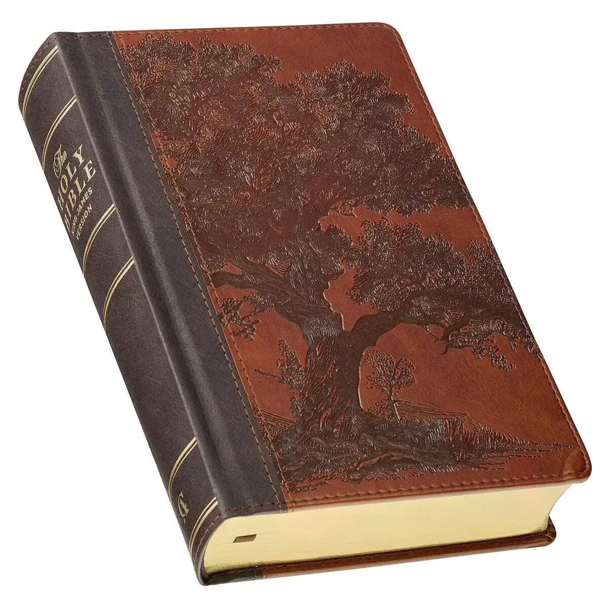 Rooted Brown Faux Leather Hardcover Standard-size Giant Print King James Version Bible with Thumb Index