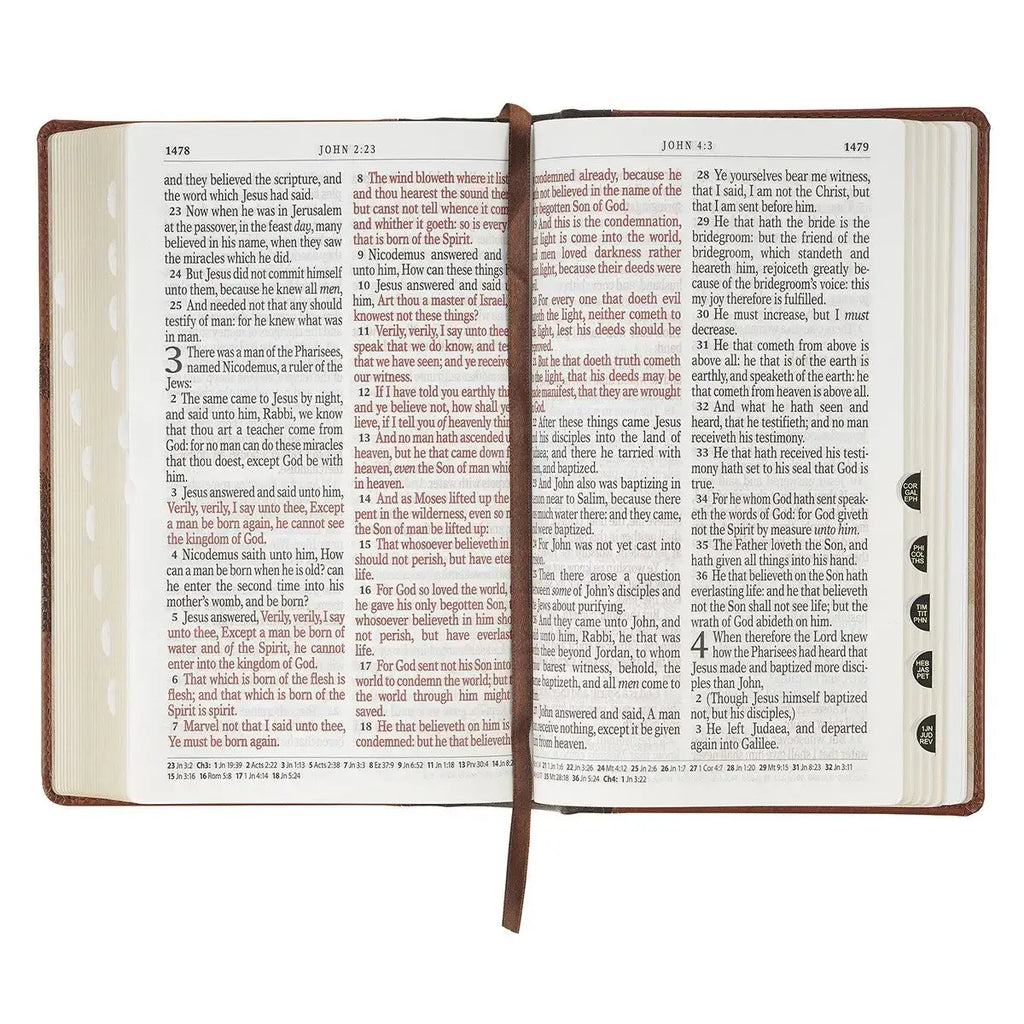 Rooted Brown Faux Leather Hardcover Standard-size Giant Print King James Version Bible with Thumb Index
