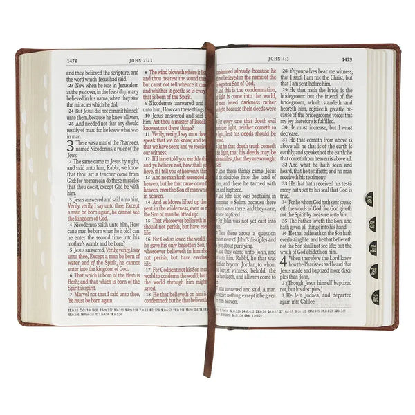 Rooted Brown Faux Leather Hardcover Standard-size Giant Print King James Version Bible with Thumb Index