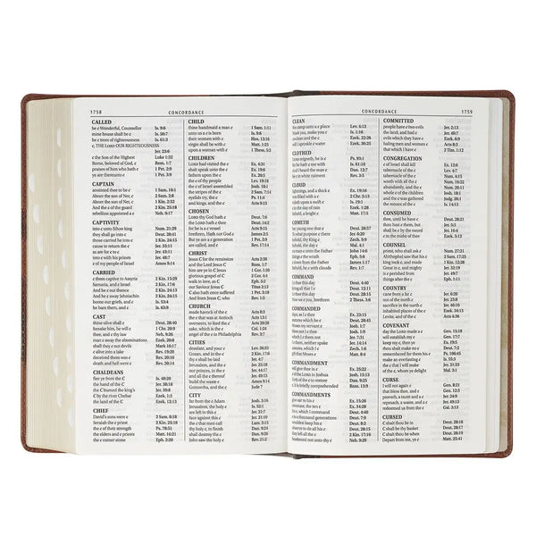 Rooted Brown Faux Leather Hardcover Standard-size Giant Print King James Version Bible with Thumb Index