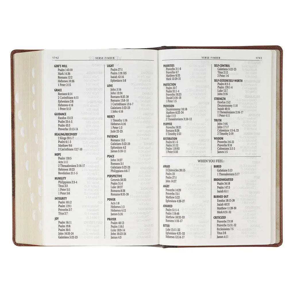 Rooted Brown Faux Leather Hardcover Standard-size Giant Print King James Version Bible with Thumb Index