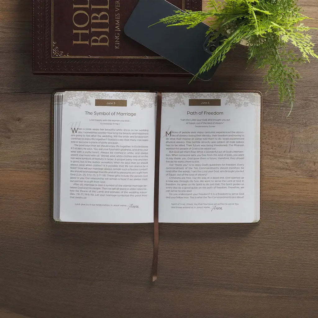 Rooted in Faith Brown Faux Leather Devotional