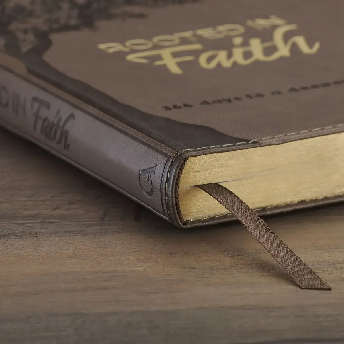 Rooted in Faith Brown Faux Leather Devotional
