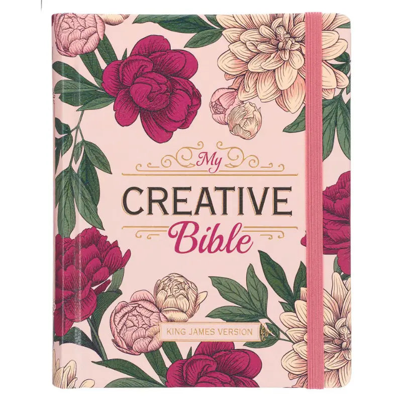 Rose-Pink Floral Faux Leather Hardcover KJV My Creative Bible with Elastic Closure Main image