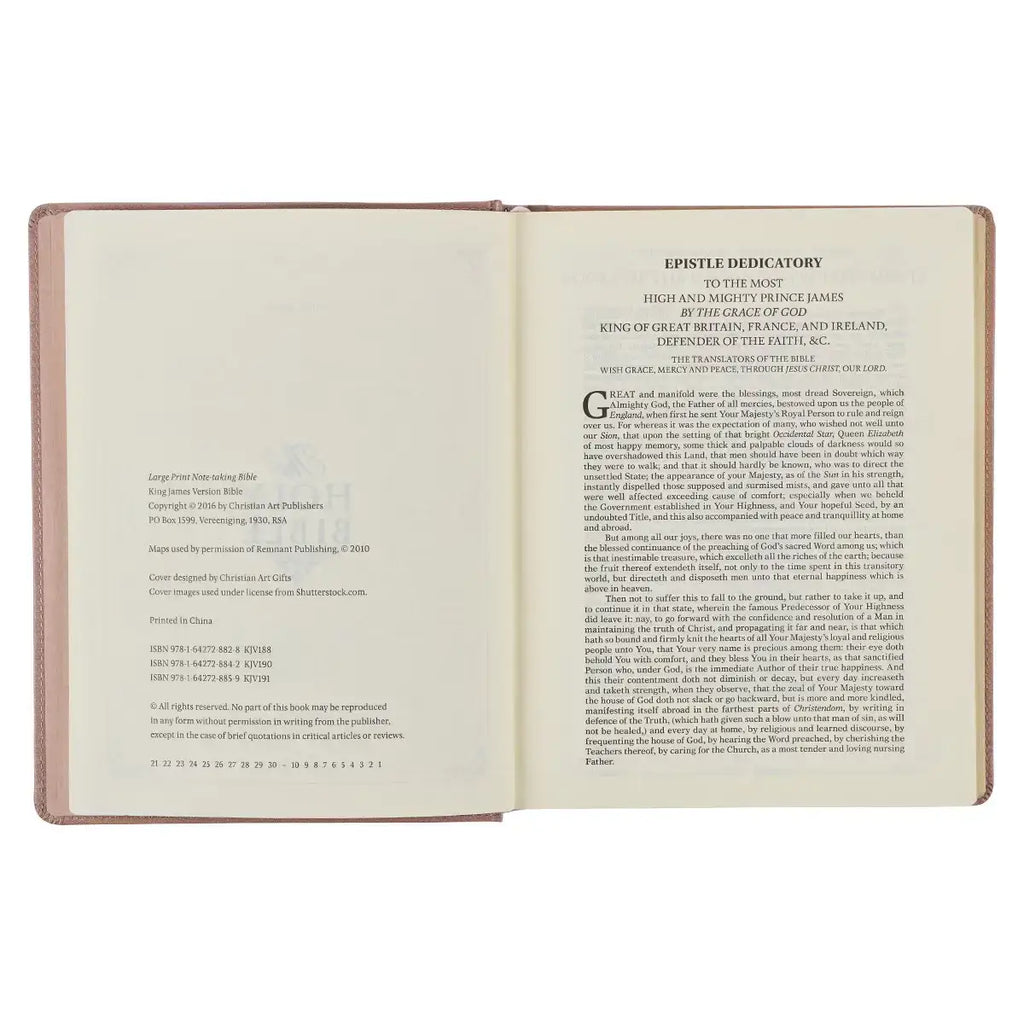 Rose Gold Faux Leather Hardcover Large Print KJV Note-taking Bible