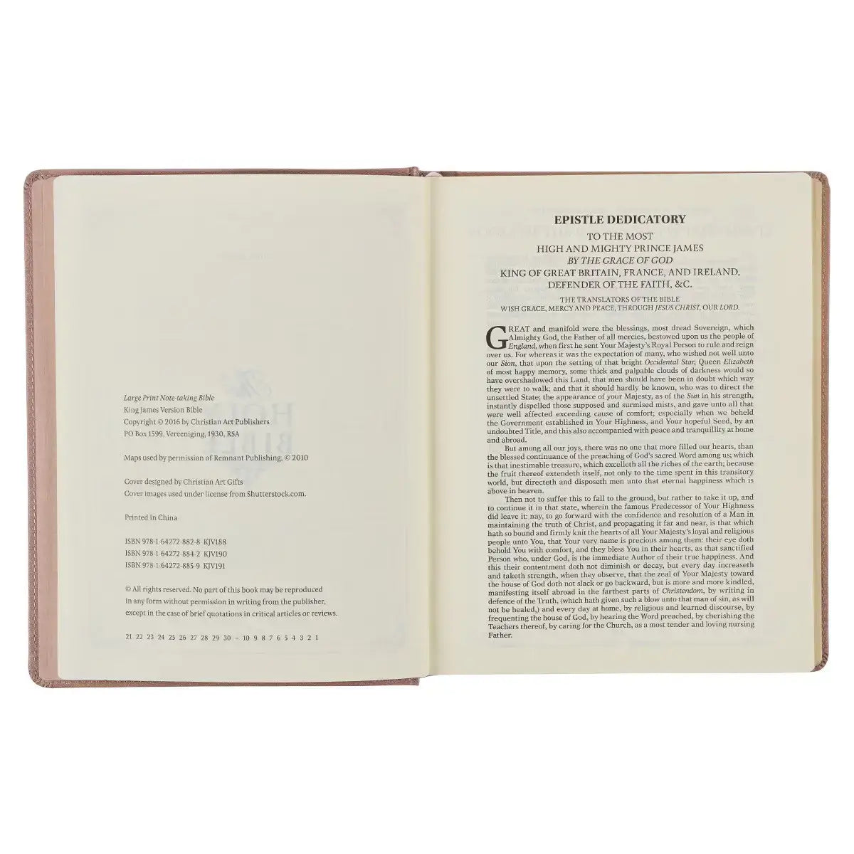 Rose Gold Faux Leather Hardcover Large Print KJV Note-taking Bible