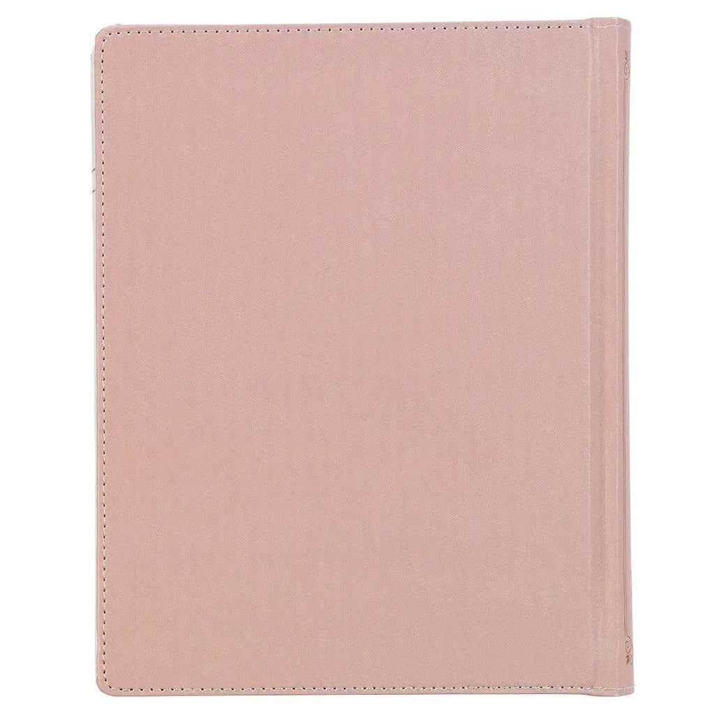 Rosy Coral Floral Faux Leather Hardcover King James Version Note-taking Bible