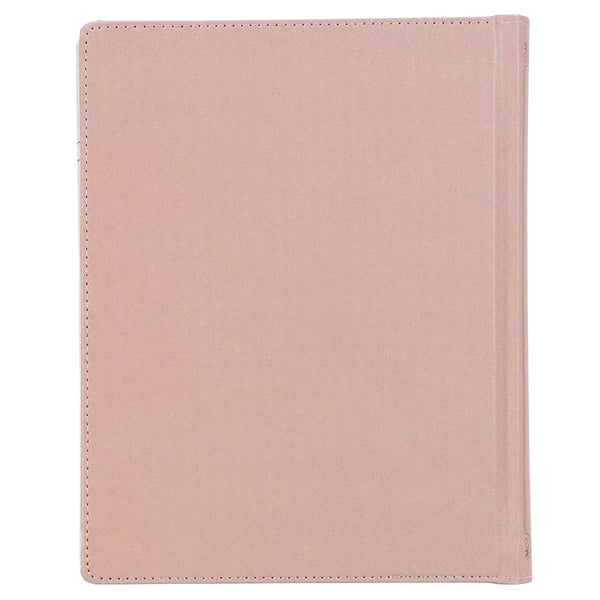 Rosy Coral Floral Faux Leather Hardcover King James Version Note-taking Bible