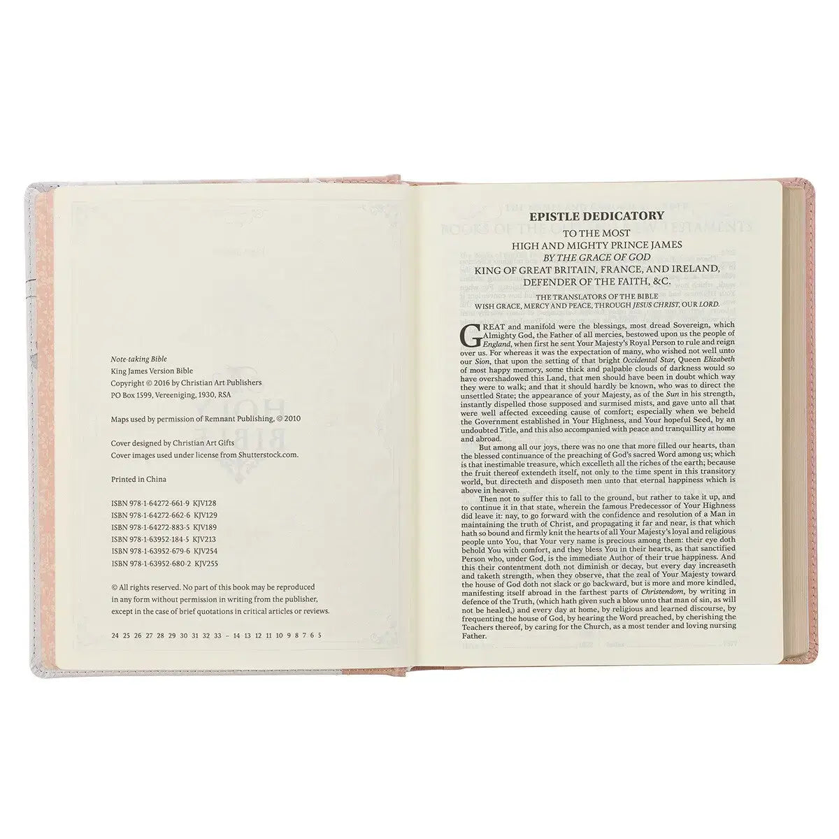 Rosy Coral Floral Faux Leather Hardcover King James Version Note-taking Bible