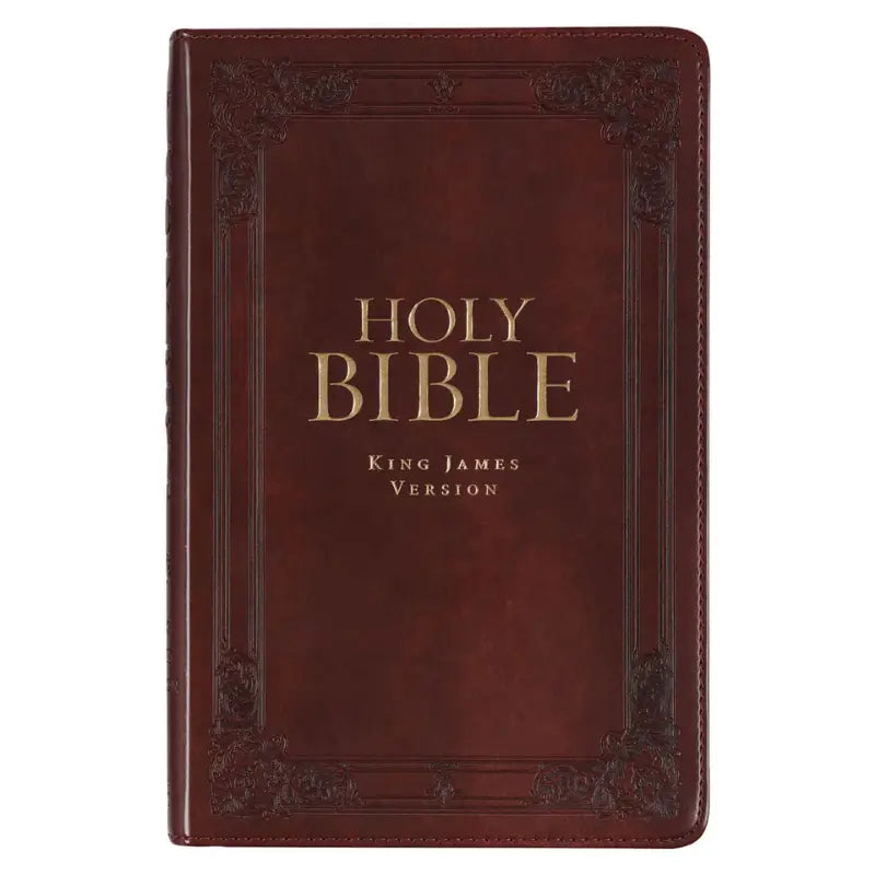 Saddle Tan Faux Leather Deluxe King James Version Gift Bible with Thumb Index Main image