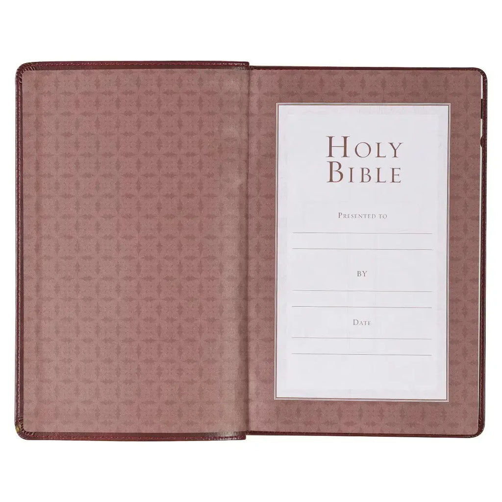 Saddle Tan Faux Leather Deluxe King James Version Gift Bible with Thumb Index