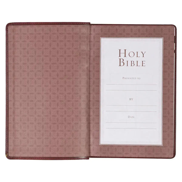 Saddle Tan Faux Leather Deluxe King James Version Gift Bible with Thumb Index