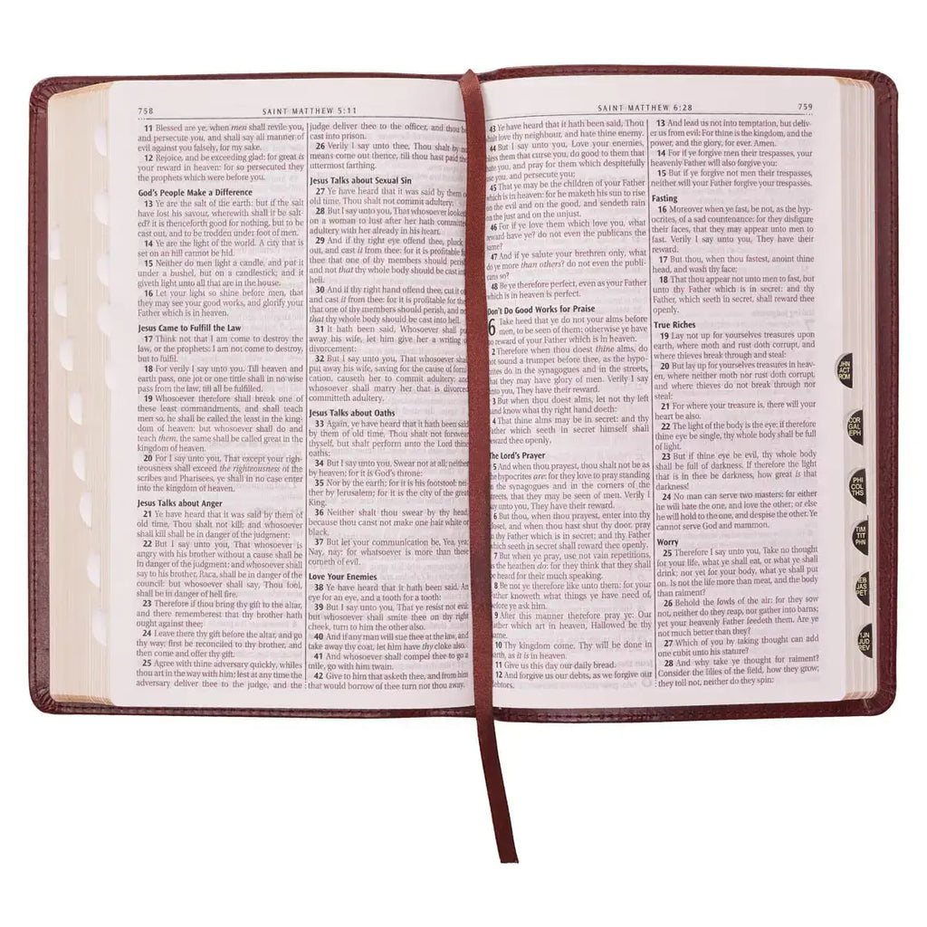 Saddle Tan Faux Leather Deluxe King James Version Gift Bible with Thumb Index