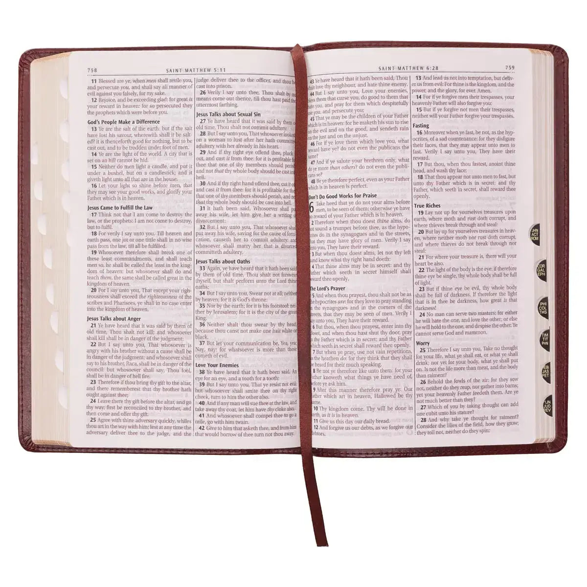 Saddle Tan Faux Leather Deluxe King James Version Gift Bible with Thumb Index