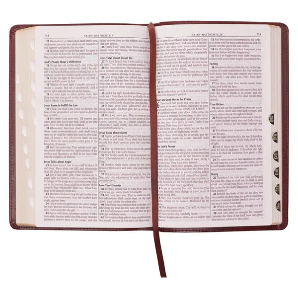 Saddle Tan Faux Leather Deluxe King James Version Gift Bible with Thumb Index