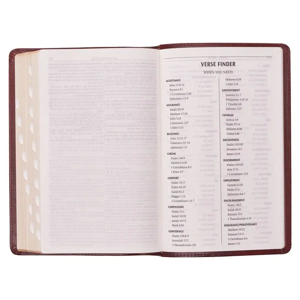 Saddle Tan Faux Leather Deluxe King James Version Gift Bible with Thumb Index