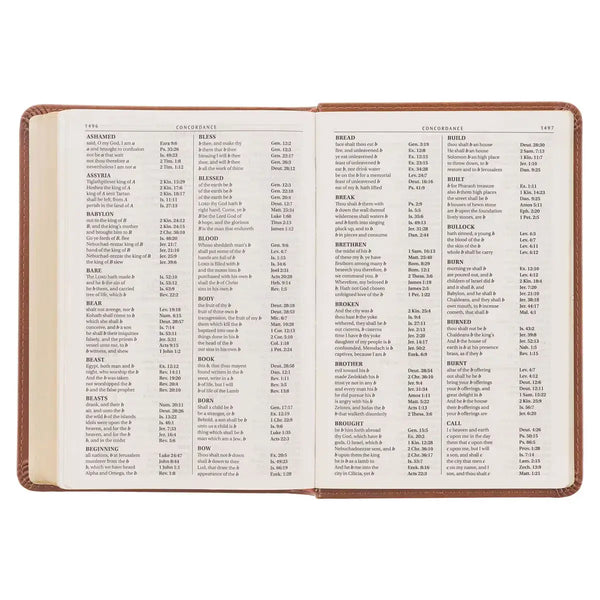Saddle Tan Faux Leather Large Print Compact King James Version Bible