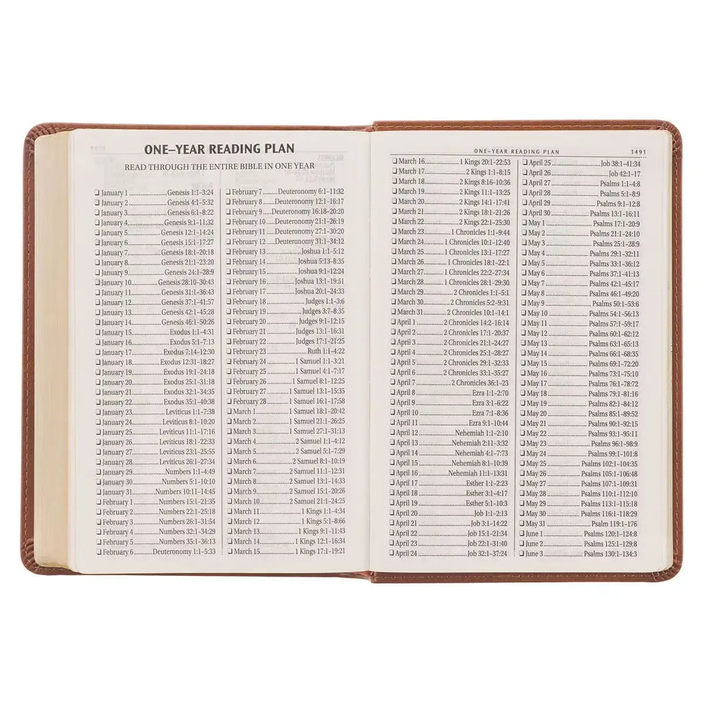Saddle Tan Faux Leather Large Print Compact King James Version Bible