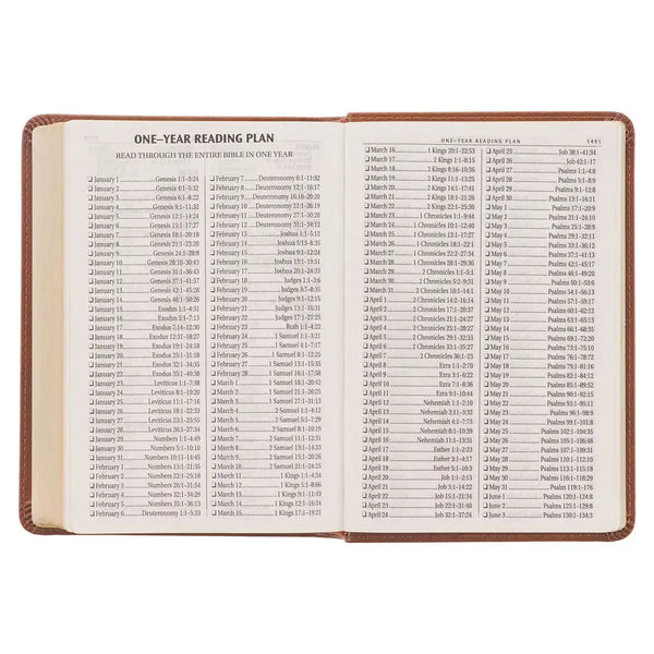 Saddle Tan Faux Leather Large Print Compact King James Version Bible