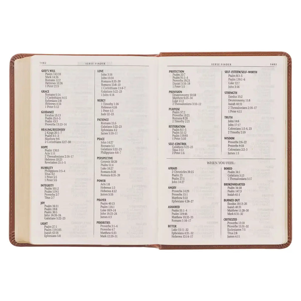 Saddle Tan Faux Leather Large Print Compact King James Version Bible