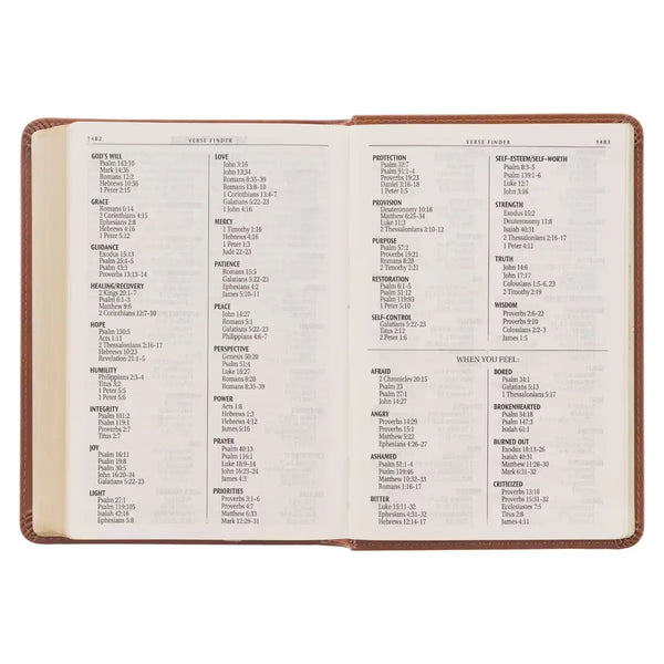 Saddle Tan Faux Leather Large Print Compact King James Version Bible