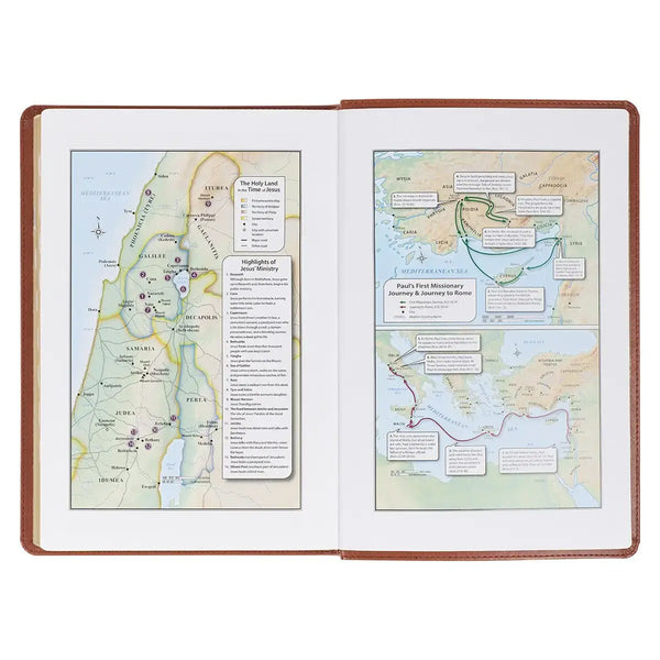 Saddle Tan Faux Leather Large Print Thinline King James Version Bible with Thumb Index