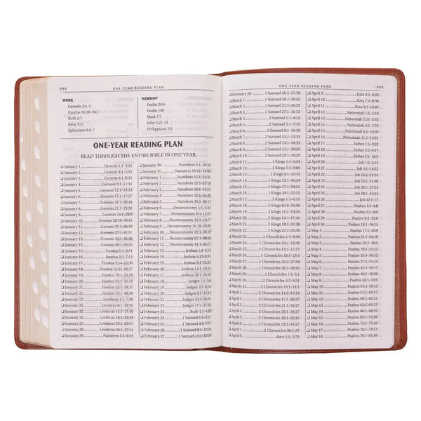 Saddle Tan Faux Leather Large Print Thinline King James Version Bible with Thumb Index