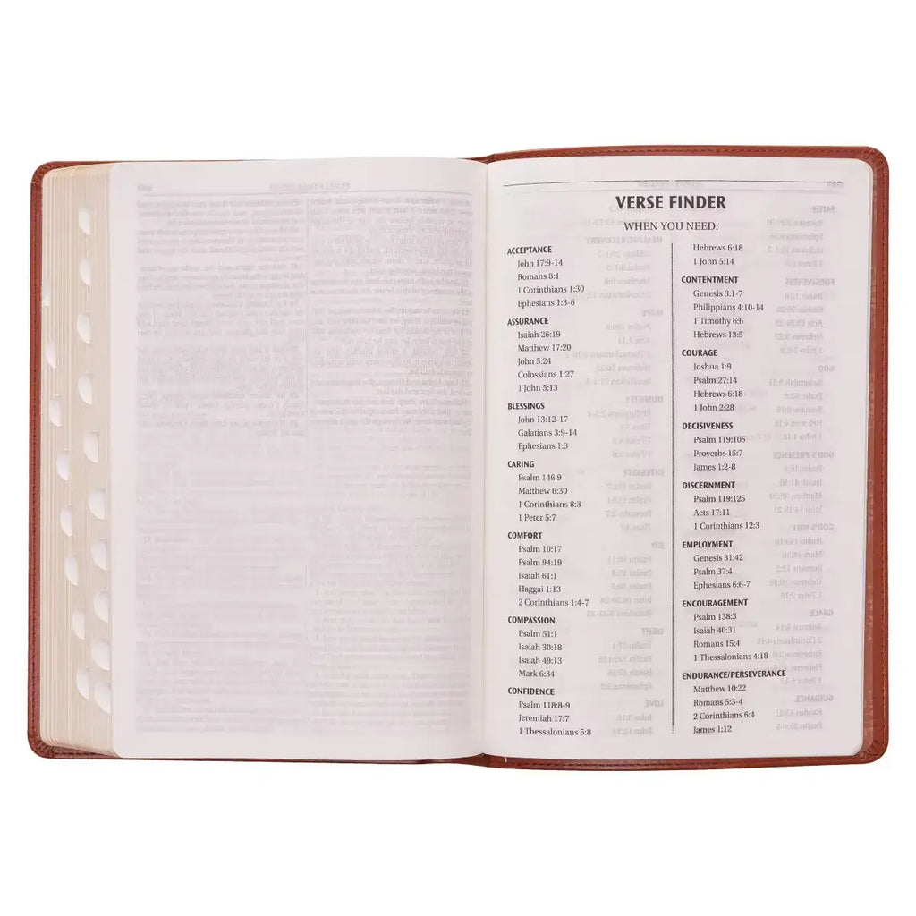 Saddle Tan Faux Leather Large Print Thinline King James Version Bible with Thumb Index