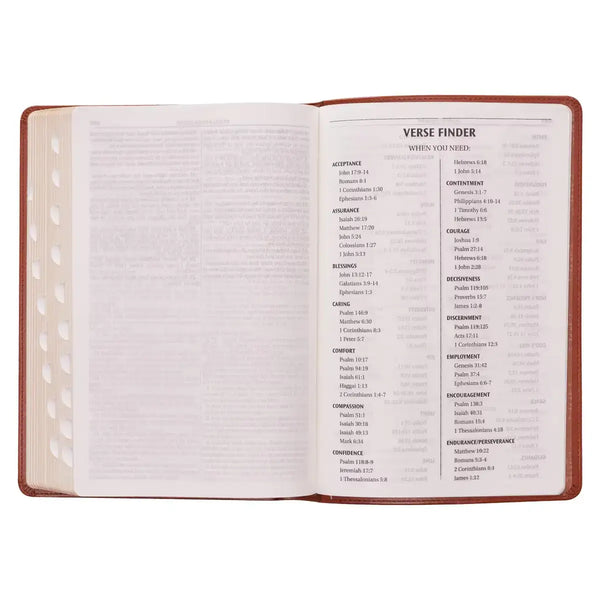 Saddle Tan Faux Leather Large Print Thinline King James Version Bible with Thumb Index