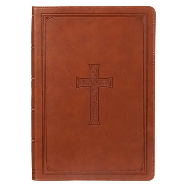 Saddle Tan Faux Leather Super Giant Print King James Version Bible