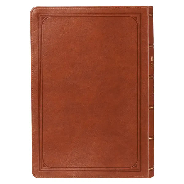 Saddle Tan Faux Leather Super Giant Print King James Version Bible