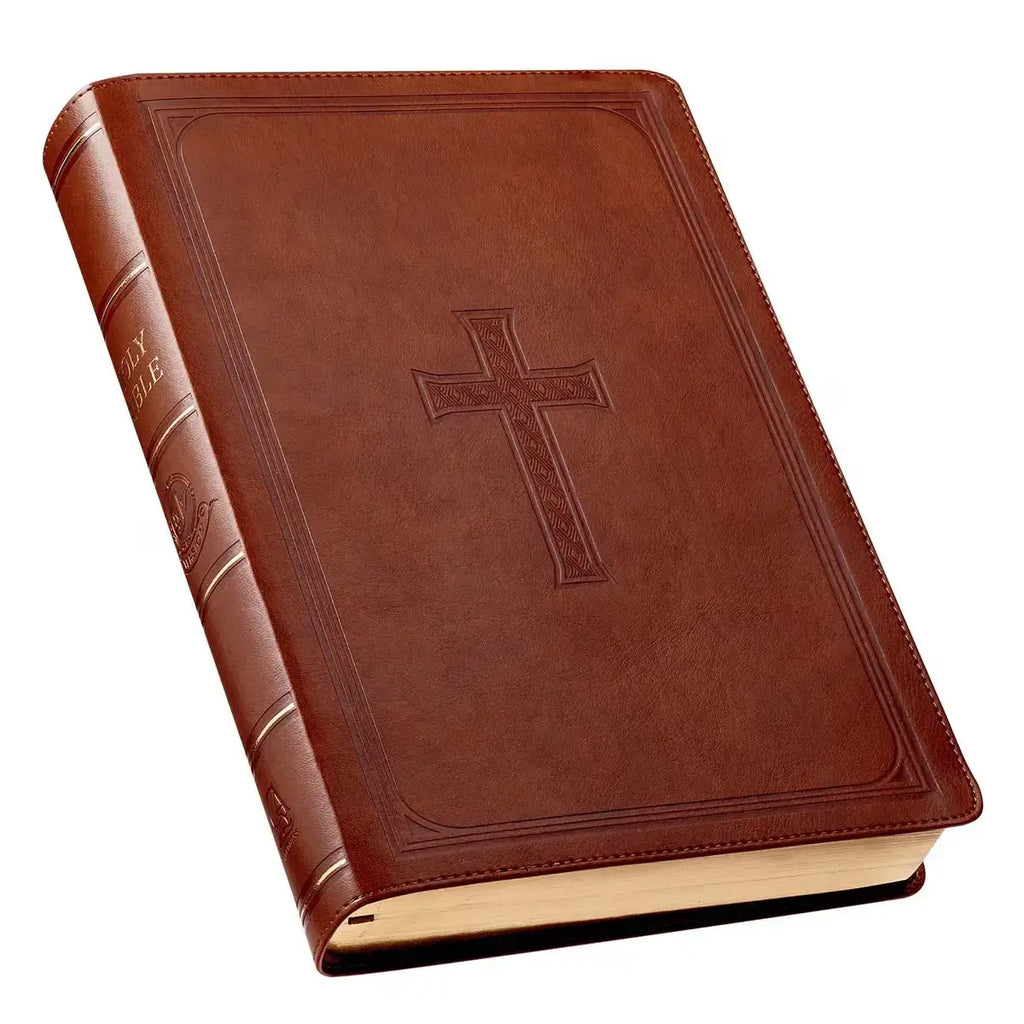 Saddle Tan Faux Leather Super Giant Print King James Version Bible