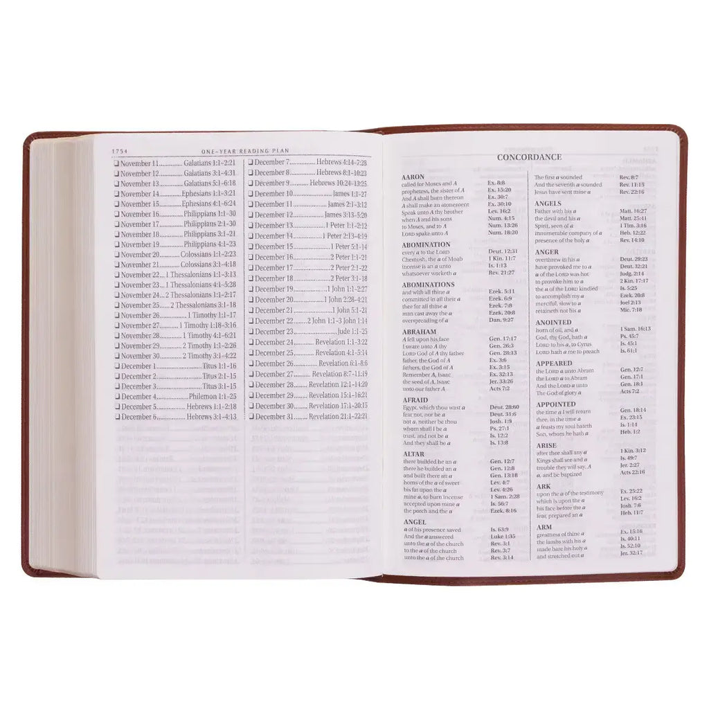 Saddle Tan Faux Leather Super Giant Print King James Version Bible