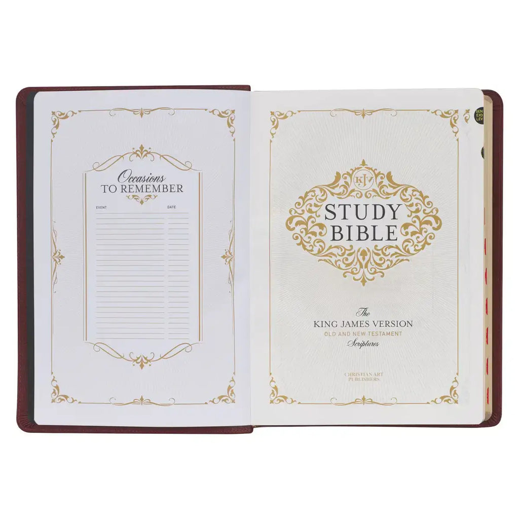 Saddle Tan Full-Grain Leather King James Version Study Bible with Thumb Index