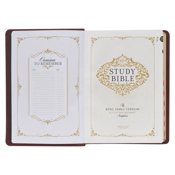 Saddle Tan Full-Grain Leather King James Version Study Bible with Thumb Index