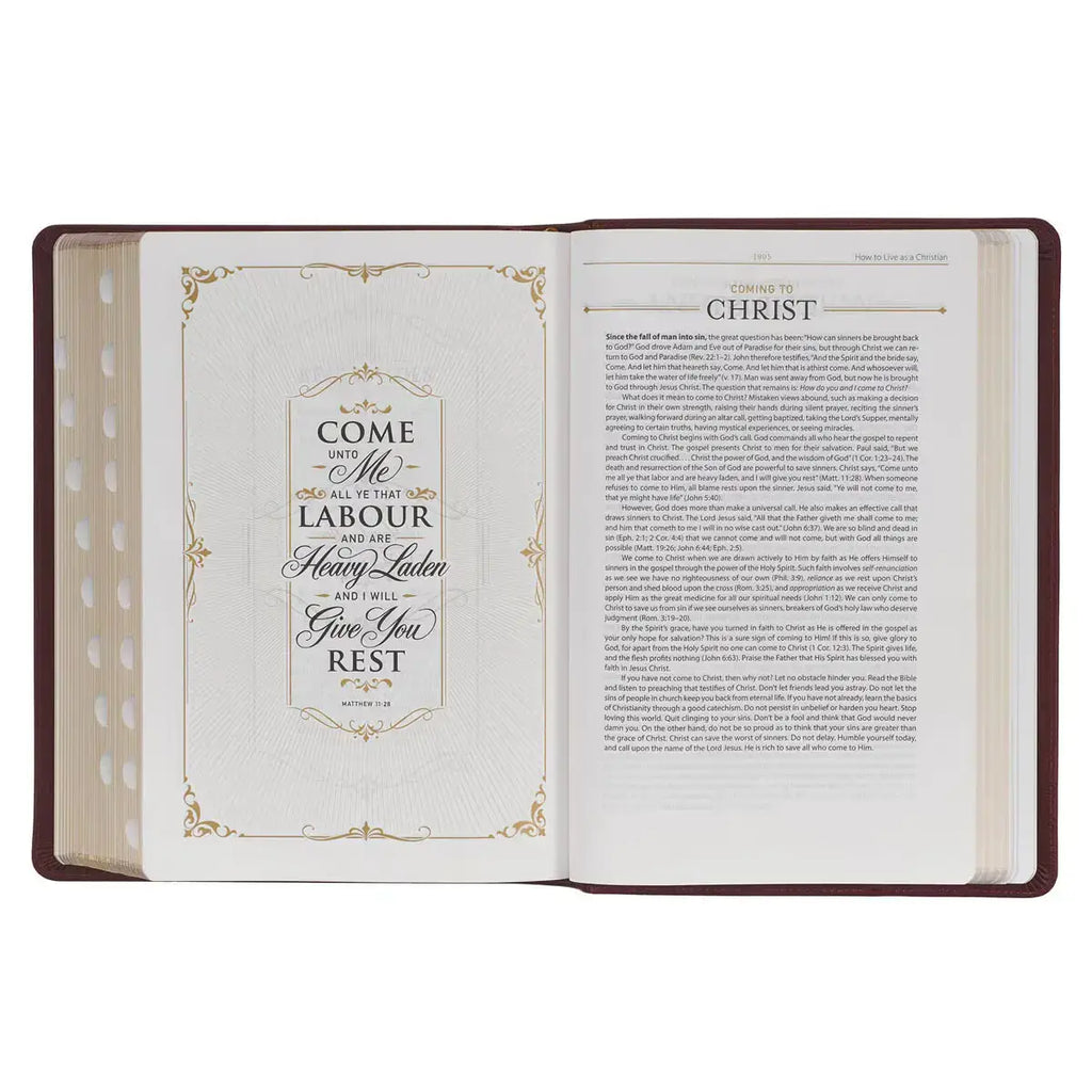 Saddle Tan Full-Grain Leather King James Version Study Bible with Thumb Index
