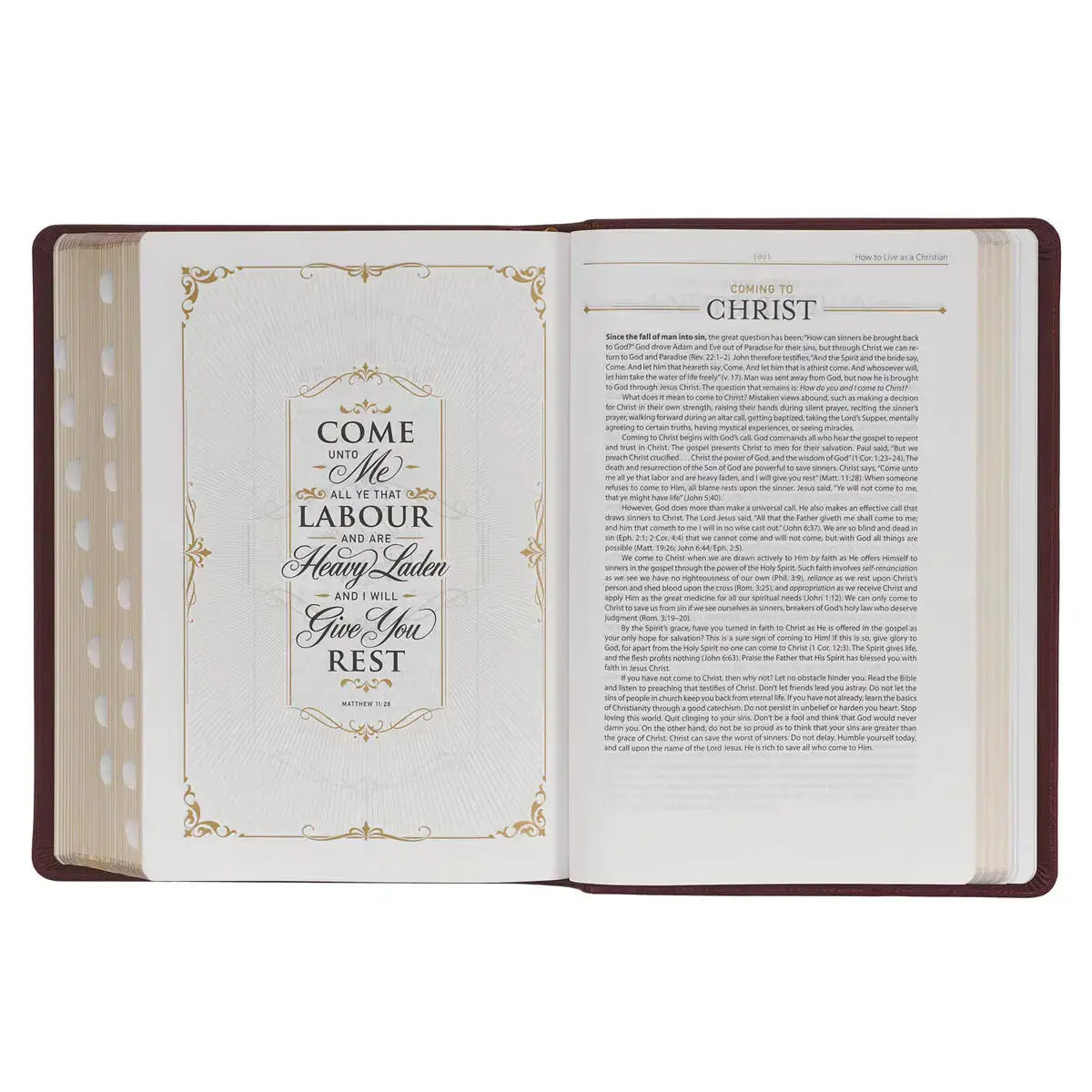 Saddle Tan Full-Grain Leather King James Version Study Bible with Thumb Index